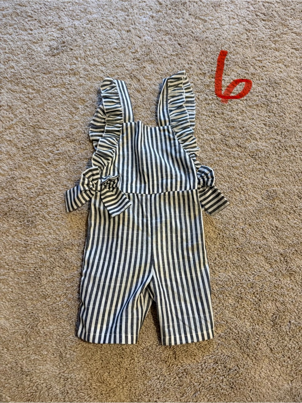 Striped Ruffle Strap Kids Overalls romper - Black & White